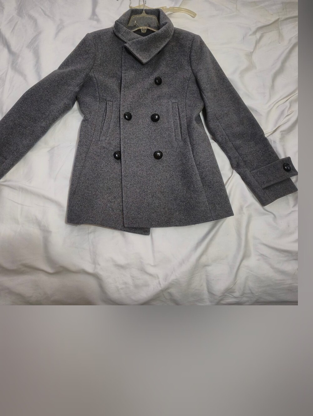 Babaton Double-Breasted Gray Wool Peacoat